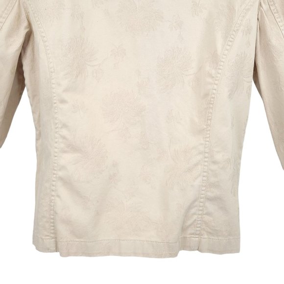 Chicos Ruffled Collar Front Button Jacket Womens Size 0 US 4 Tan - Picture 9 of 12